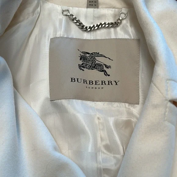 Cream Burberry virgin wool and cashmere size 4 trench